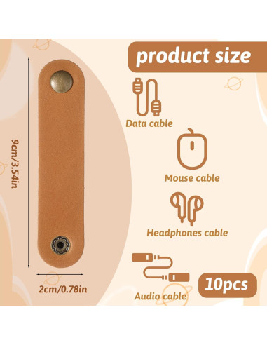 10 Clips Organizador de Cables de Cuero PU QfwdfcTrenz