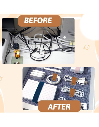 10 Clips Organizador de Cables de Cuero PU QfwdfcTrenz