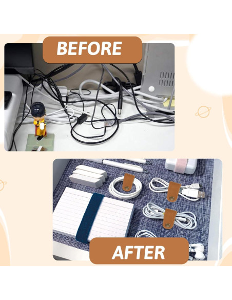 10 Clips Organizador de Cables de Cuero PU QfwdfcTrenz