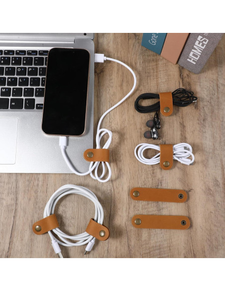 10 Clips Organizador de Cables de Cuero PU QfwdfcTrenz