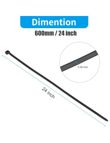 Cintas de Cierre XINGO 61 cm Negras Alta Resistencia 100 PCS