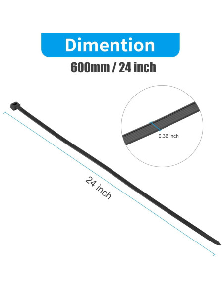 Cintas de Cierre XINGO 61 cm Negras Alta Resistencia 100 PCS