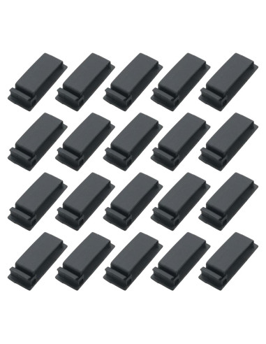 20 Clips de Gestión de Cables Autoadhesivos WELWIK PA66 Negros