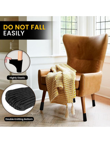 16 Calcetines Protectores de Silla IAMZAY Negros Antideslizantes