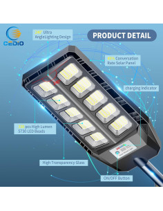 Luces Solares Exteriores CEDIO 5000W IP66 con Sensor de Movimiento 2