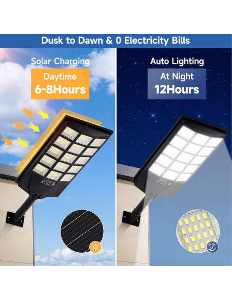 Luces Solares de Calle AQRAOU 6500K 4PCS Impermeables LED Luces Solares de Calle AQRAOU 6500K 4PCS Impermeables LED