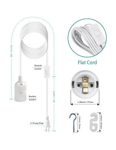 Cordón de Luz Colgante Zarnicy 4.88 m E26/E27 Blanco 2 Paquete
