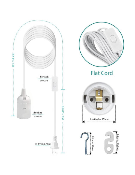 Cordón de Luz Colgante Zarnicy 4.88 m E26/E27 Blanco 2 Paquete