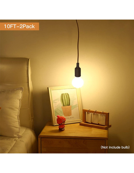Juego de 2 Cables de Luz Colgante Zevnico 3m E26/E27 Negro Juego de 2 Cables de Luz Colgante Zevnico 3m E26/E27 Negro