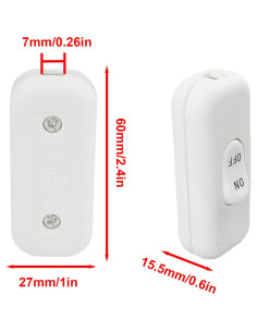 Interruptor de Cable en Línea Surf Turtle 2-Pack Blanco 6A 250V 2