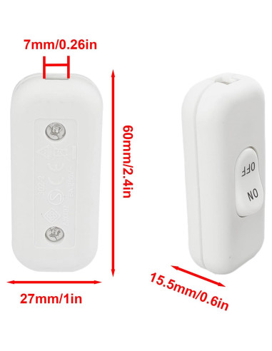 Interruptor de Cable en Línea Surf Turtle 2-Pack Blanco 6A 250V