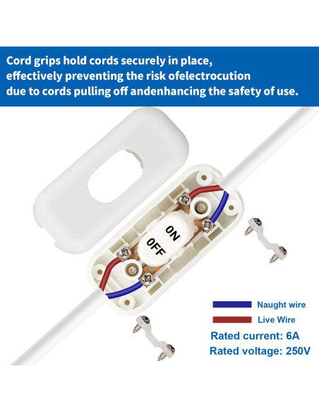 Interruptor de Cable en Línea Surf Turtle 2-Pack Blanco 6A 250V