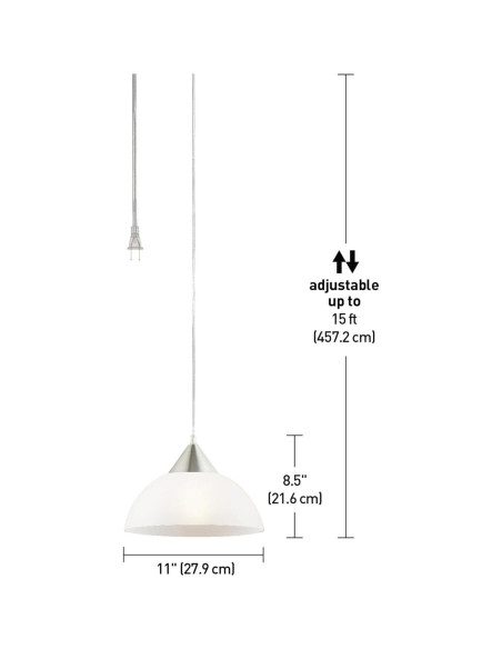 Colgante Plug-In GLOBE 64413 Acero Cepillado 1 Luz 4.57m