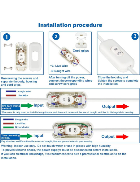 Interruptor de Cable en Línea Surf Turtle 2-Pack Blanco 6A 250V