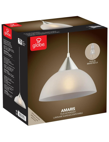 Colgante Plug-In GLOBE 64413 Acero Cepillado 1 Luz 4.57m