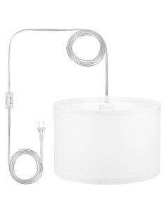 Luz Colgante PATIKIL Blanca con Cable de 4.57m y Pantalla de Tela