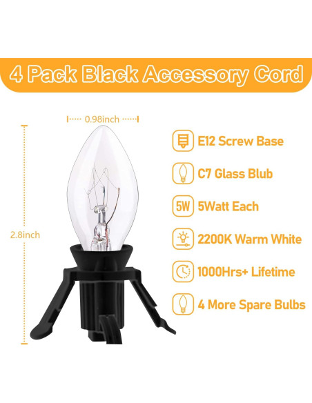 Cables de Accesorio Negro SOTOPOO con 8 Bombillas C7 1.83m