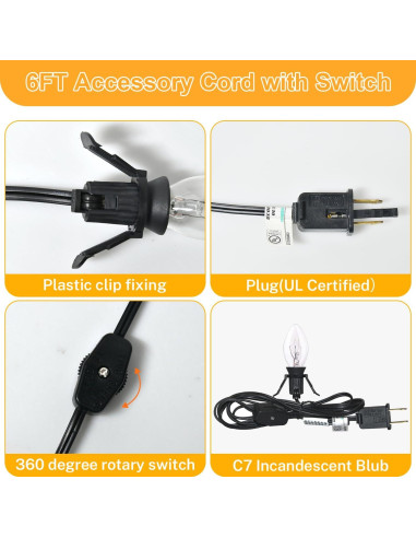 Cables de Accesorio Negro SOTOPOO con 8 Bombillas C7 1.83m