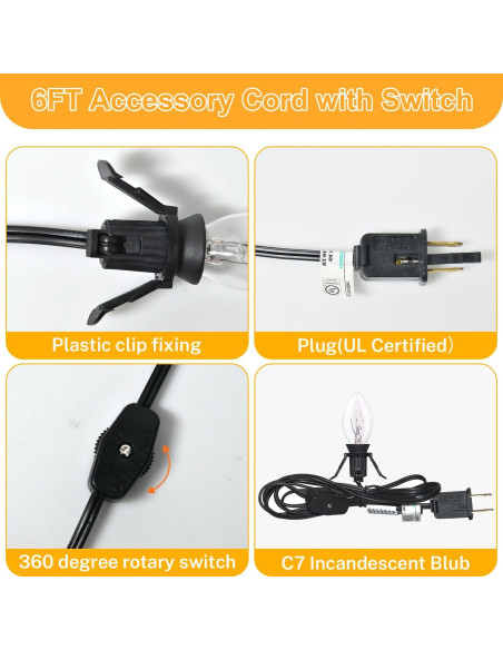 Cables de Accesorio Negro SOTOPOO con 8 Bombillas C7 1.83m