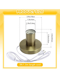 Base de Lámpara de Escritorio Tuanse 2 Pcs Metal Pulido E26 E27 2