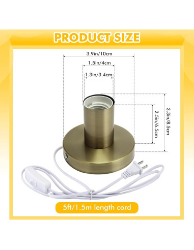 Base de Lámpara de Escritorio Tuanse 2 Pcs Metal Pulido E26 E27