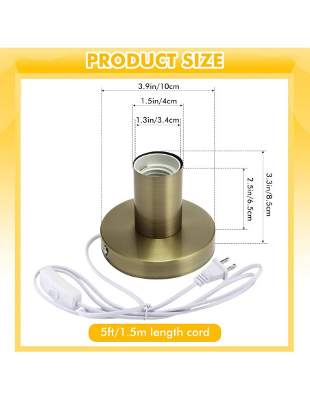 Base de Lámpara de Escritorio Tuanse 2 Pcs Metal Pulido E26 E27