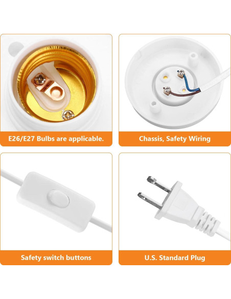 Portalámparas colgante BUBYVV E26/E27 15 pies con interruptor
