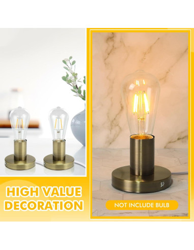 Base de Lámpara de Escritorio Tuanse 2 Pcs Metal Pulido E26 E27