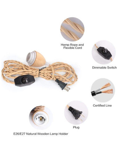 Kit de Luz Colgante Vintage Arturesthome 5m con Interruptor E26/E27