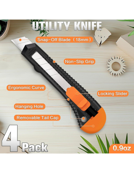 Cuchillo Utility Retráctil TIFICAL 4 Pack 18mm Acero Carbono