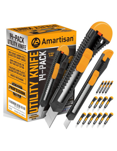 Cortador de Cajas Retráctil Amartisan 14 Piezas 18mm y 9mm