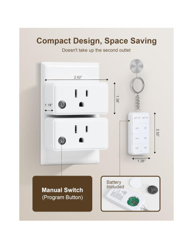 Enchufe de Control Remoto Inalámbrico Treewell 3 Enchufes 15A
