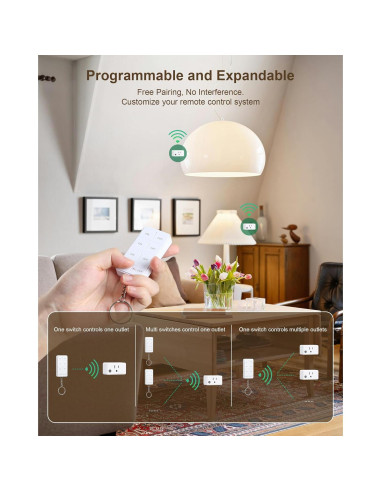 Enchufe de Control Remoto Inalámbrico Treewell 3 Enchufes 15A