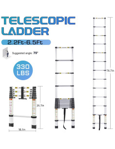 Escalera Telescópica RIKADE 2m Aluminio 330kg Antideslizante 2