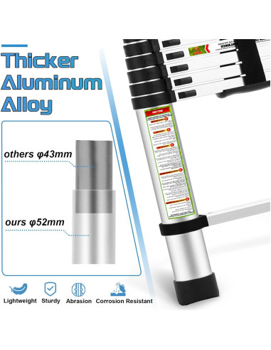 Escalera Telescópica RIKADE 2m Aluminio 330kg Antideslizante