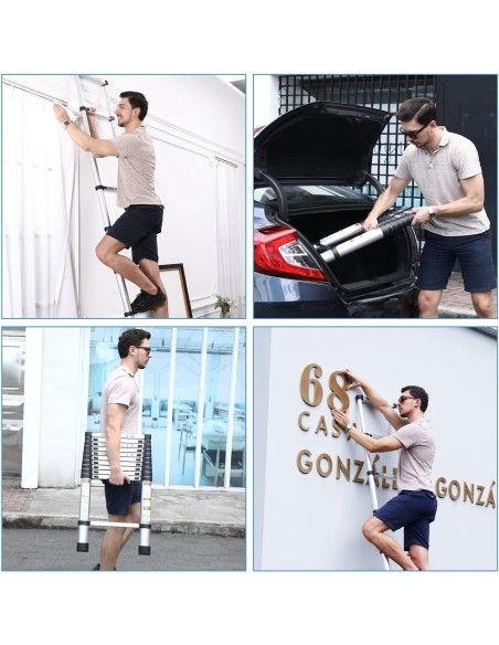 Escalera Telescópica RIKADE 2m Aluminio 330kg Antideslizante