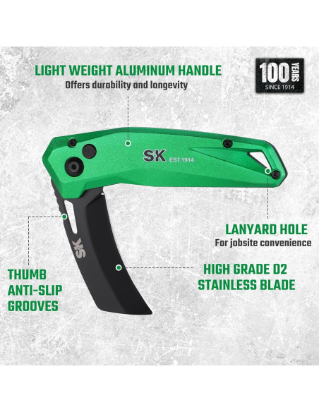Cuchillo Utility Plegable SK Hawkbill D2 Hoja Curvada 19cm