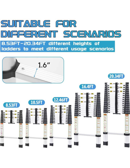 Escalera Telescópica RIKADE 2m Aluminio 330kg Antideslizante