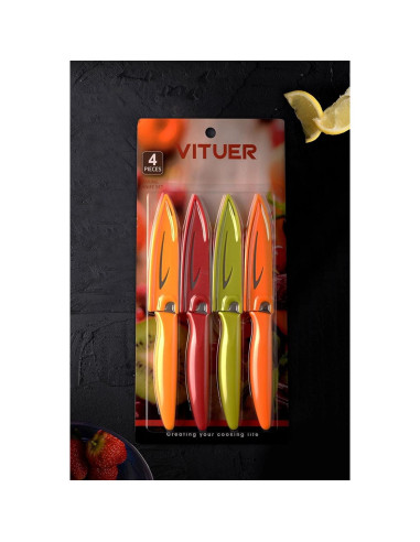 Set de 8 Cuchillos de Pelar VITUER, Acero Inoxidable 10 cm