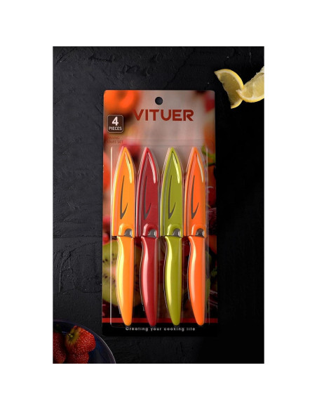 Set de 8 Cuchillos de Pelar VITUER, Acero Inoxidable 10 cm Set de 8 Cuchillos de Pelar VITUER, Acero Inoxidable 10 cm