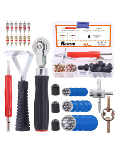 Kit de Reparación de Neumáticos 70 Piezas Rustark - Parche y Herramientas