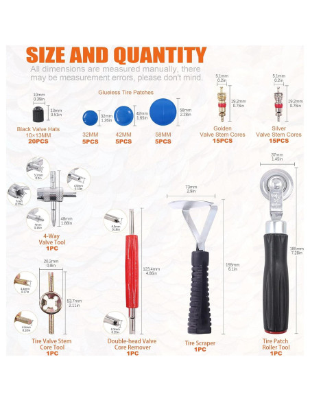 Kit de Reparación de Neumáticos 70 Piezas Rustark - Parche y Herramientas
