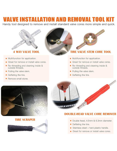 Kit de Reparación de Neumáticos 70 Piezas Rustark - Parche y Herramientas