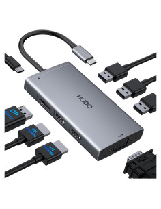 Estación de Acoplamiento USB C HoDo 8 en 1 4K HDMI DP VGA