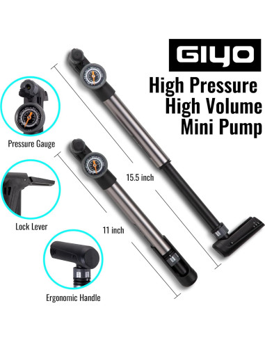 Bomba de Bicicleta GIYO GP-993 2 Etapas HP HV 120 PSI