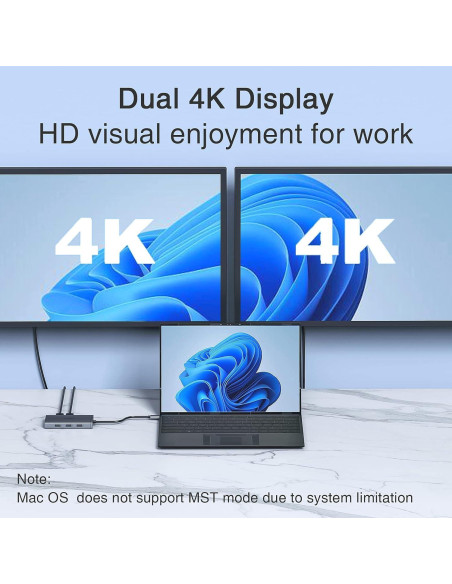 Estación de Acoplamiento USB C HoDo 8 en 1 4K HDMI DP VGA