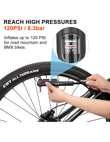 Mini Bomba de Bicicleta Kadacha CP-41S-A con Manómetro 100 PSI