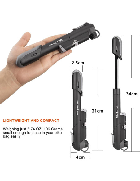 Mini Bomba de Bicicleta Kadacha CP-41S-A con Manómetro 100 PSI