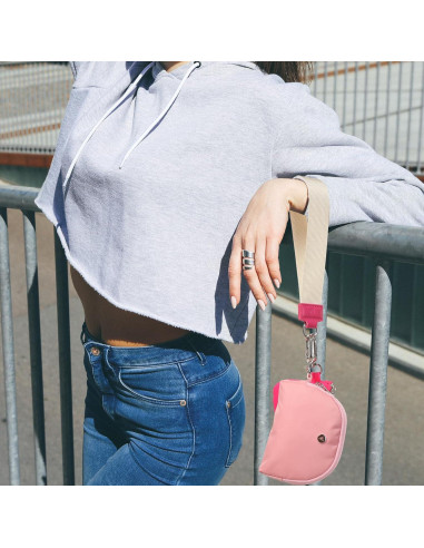 Cartera de Llave con Muñequera para Mujeres Doble Cierre