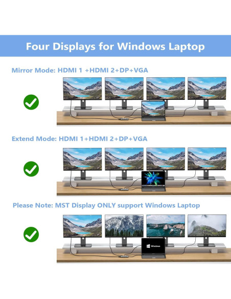 Estación de Acoplamiento USB C HoDo 8 en 1 4K HDMI DP VGA